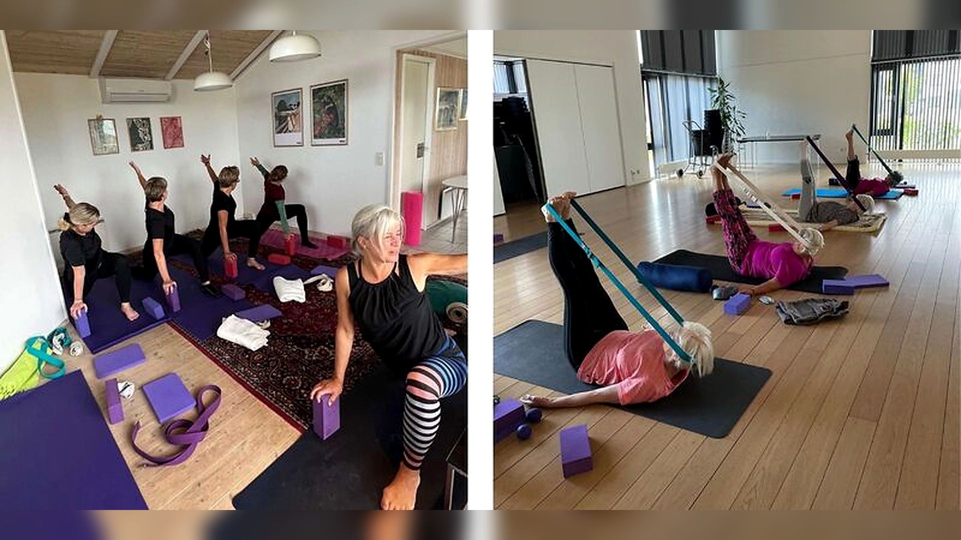 Iris underviser en yogaklasse – rolig og inkluderende atmosf&aelig;re i Nordjylland